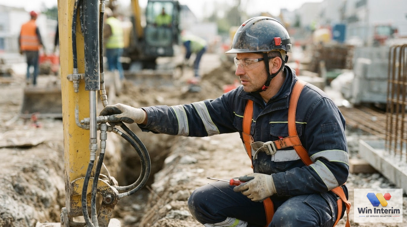 Des ouvriers en équipement de protection lors d'une vérification sur site.