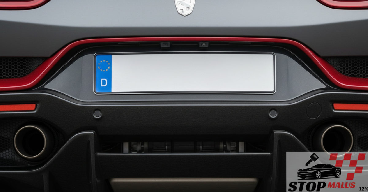 Plaque d'immatriculation allemande sur une supercar, symbole fiscal.