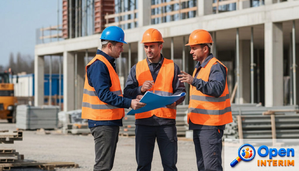 optimisation coûts RH détachement roumains - Superviseur français parlant avec des ouvriers sur un site industriel.