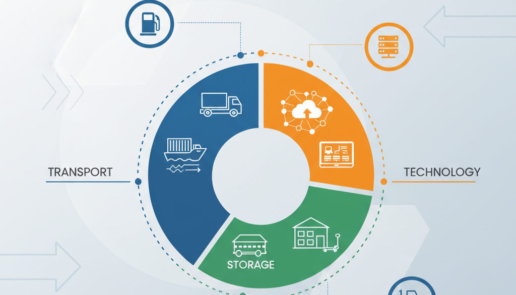 Infographie des coûts d'externalisation : transport, stockage, technologie.