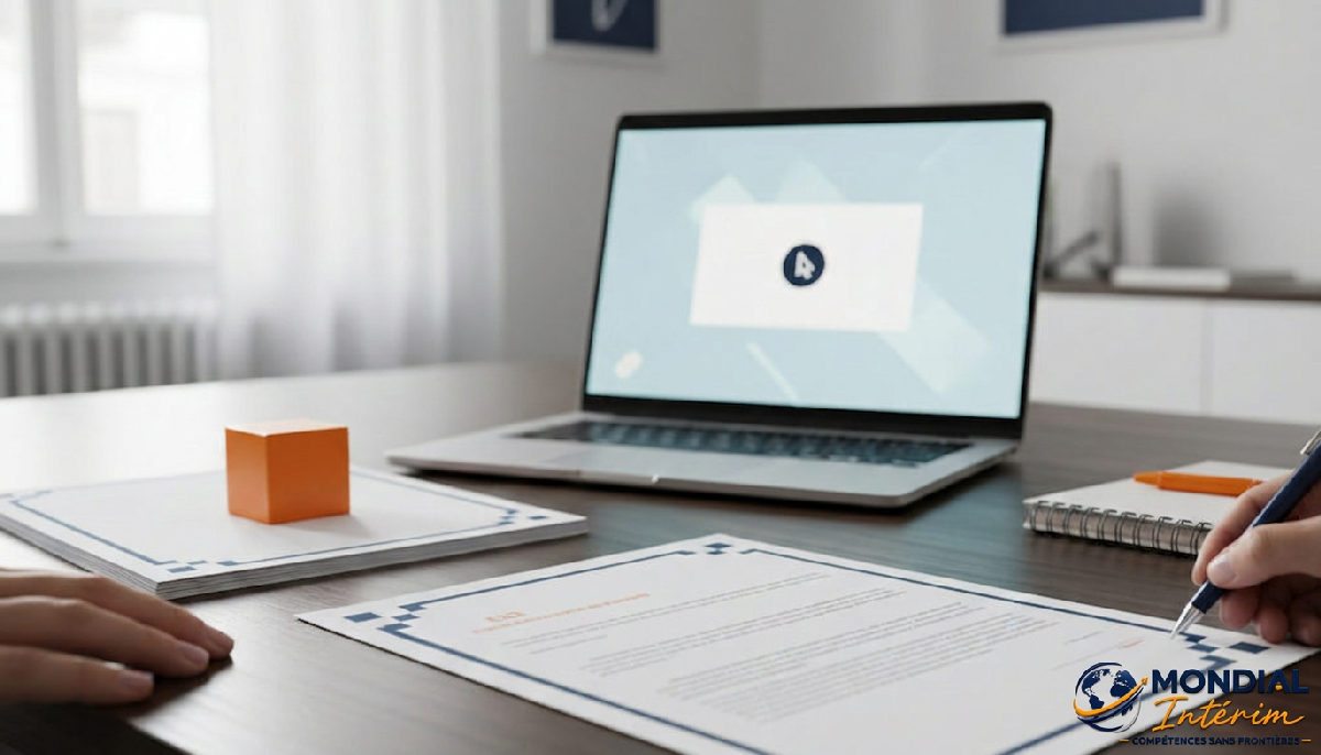 Bureau avec documents de détachement et portail SIPSI ouvert.