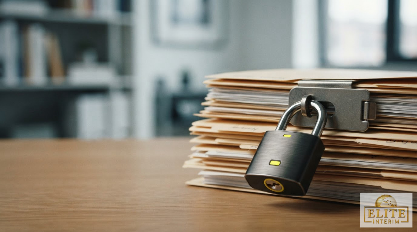 Cadenas numérique sécurisant des dossiers RH confidentiels.
