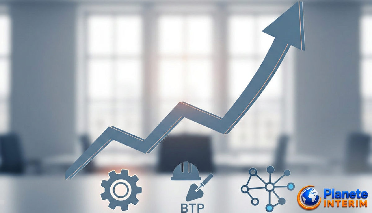 Graphique de productivité ascendante dans l'industrie et le BTP.