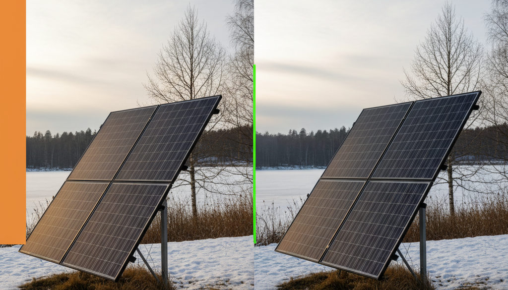 Graf porovnávající přímé a difuzní záření na solární panel.