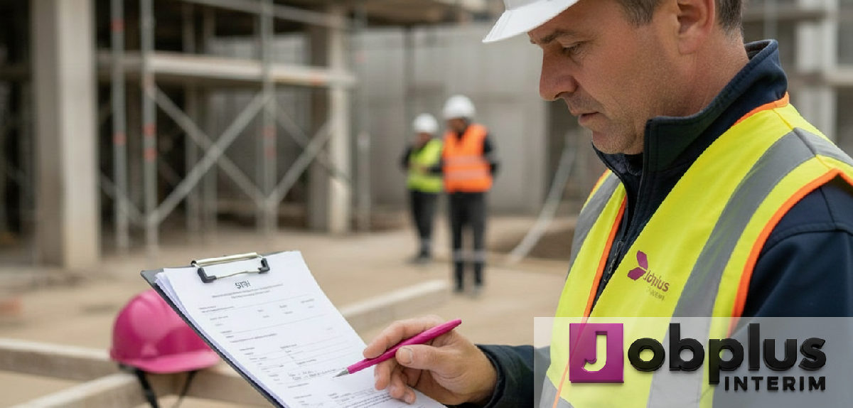 Inspecteur du travail vérifiant la conformité SIPSI sur un chantier.