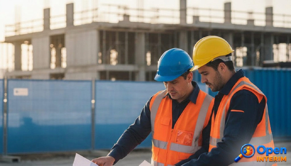 optimisation rh personnel roumain détaché - Chef de chantier français et ouvrier roumain sur un site de construction.
