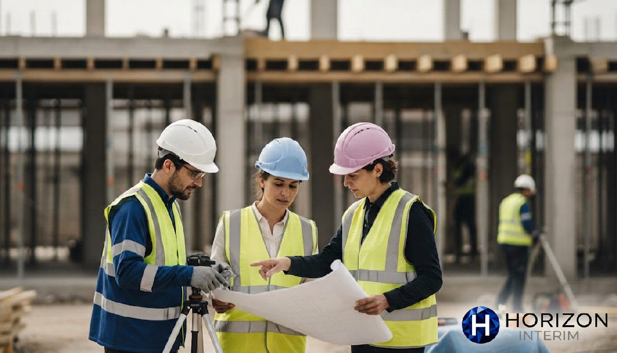 Équipe mixte sur chantier de construction français, incluant des ouvriers roumains.