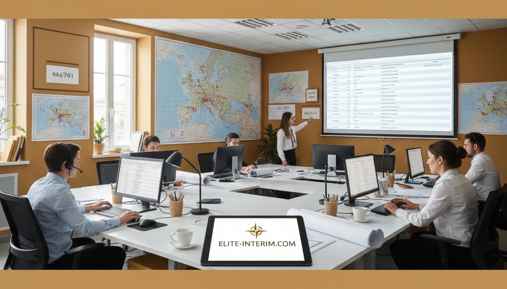 Bureau de logistique, cartes Europe et feuilles de calcul.