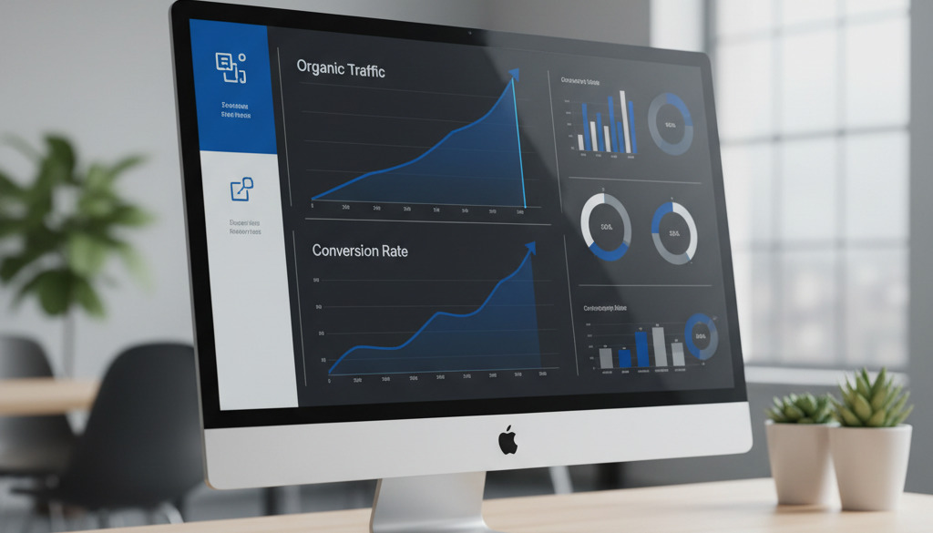 Shopify analytics show traffic and conversion growth with AI content.