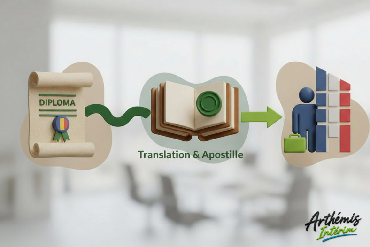 Étapes de traduction et d'apostille d'un diplôme roumain pour la France.