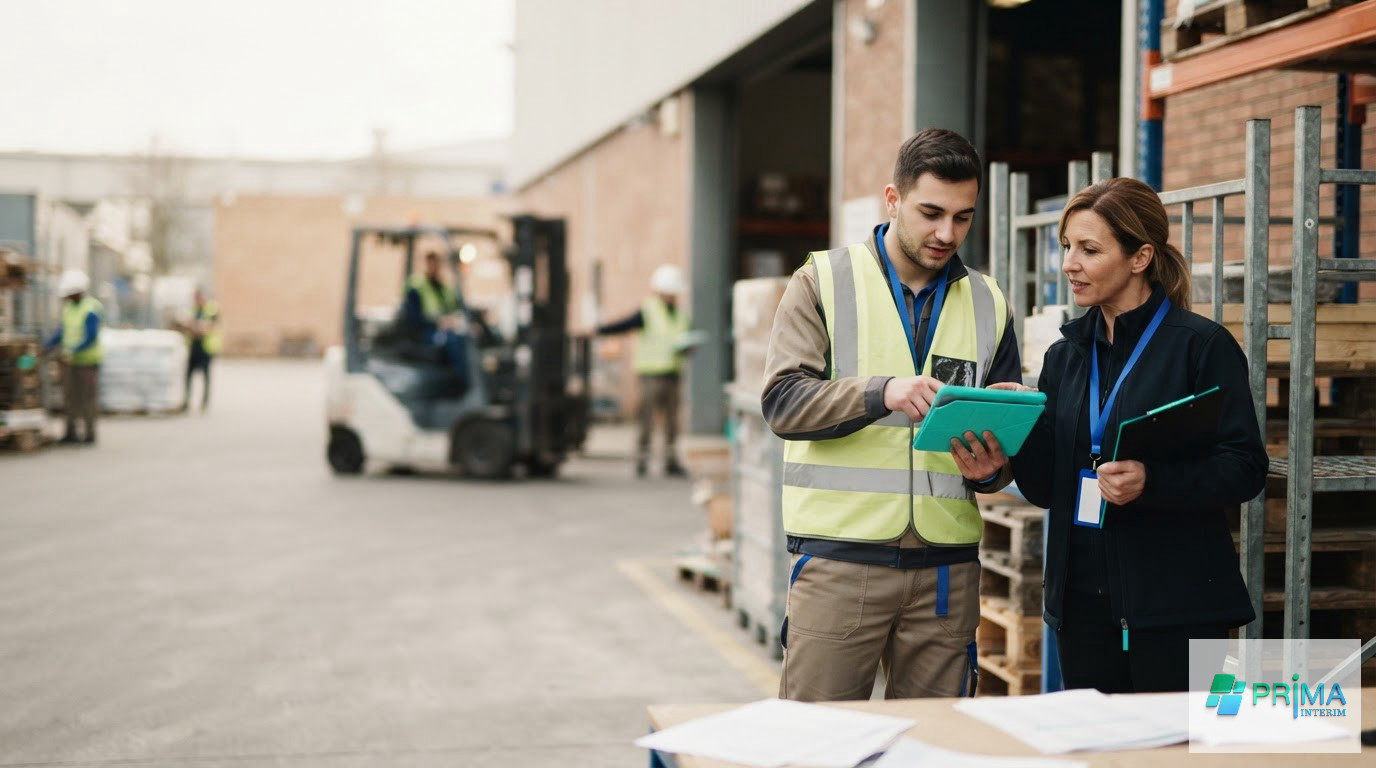 Un responsable d'agence expliquant des contrats de détachement à un travailleur temporaire.