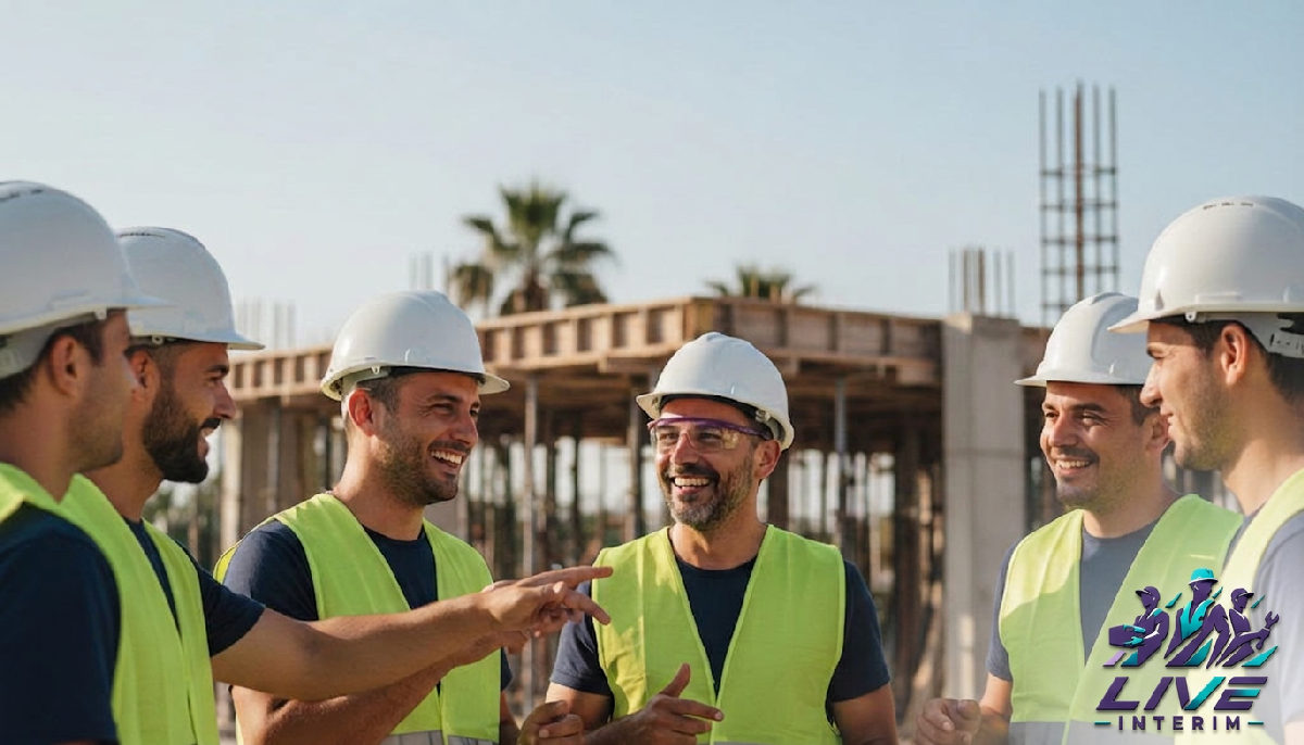 détachement travailleurs roumains vacances été - Chef français et ouvriers roumains sur un chantier ensoleillé.