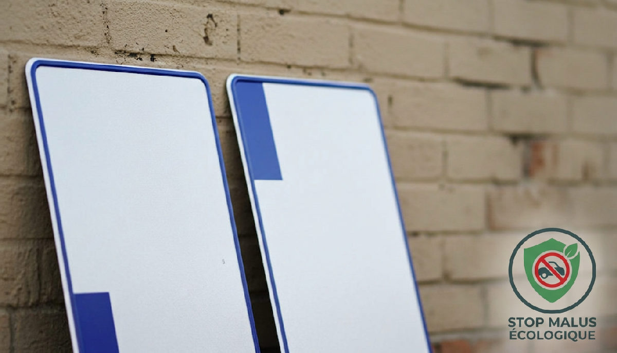 Plaques de transit (WW) : comment importer sans malus Détail d'une plaque de transit fixée sur une voiture.