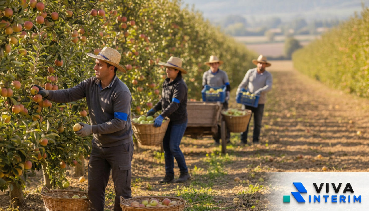 travailleurs roumains agroalimentaire pics activité - Ouvriers agricoles roumains travaillant dans un champ de fruits en France.