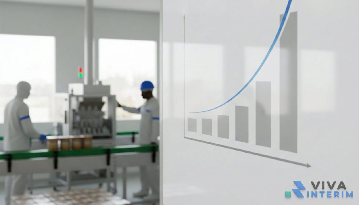 Graphique montrant la productivité croissante d'une usine agroalimentaire.