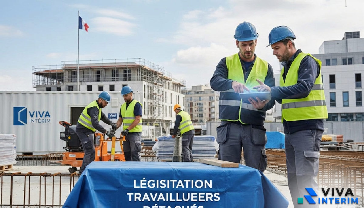 Travailleurs européens collaborant sur un chantier de construction français.