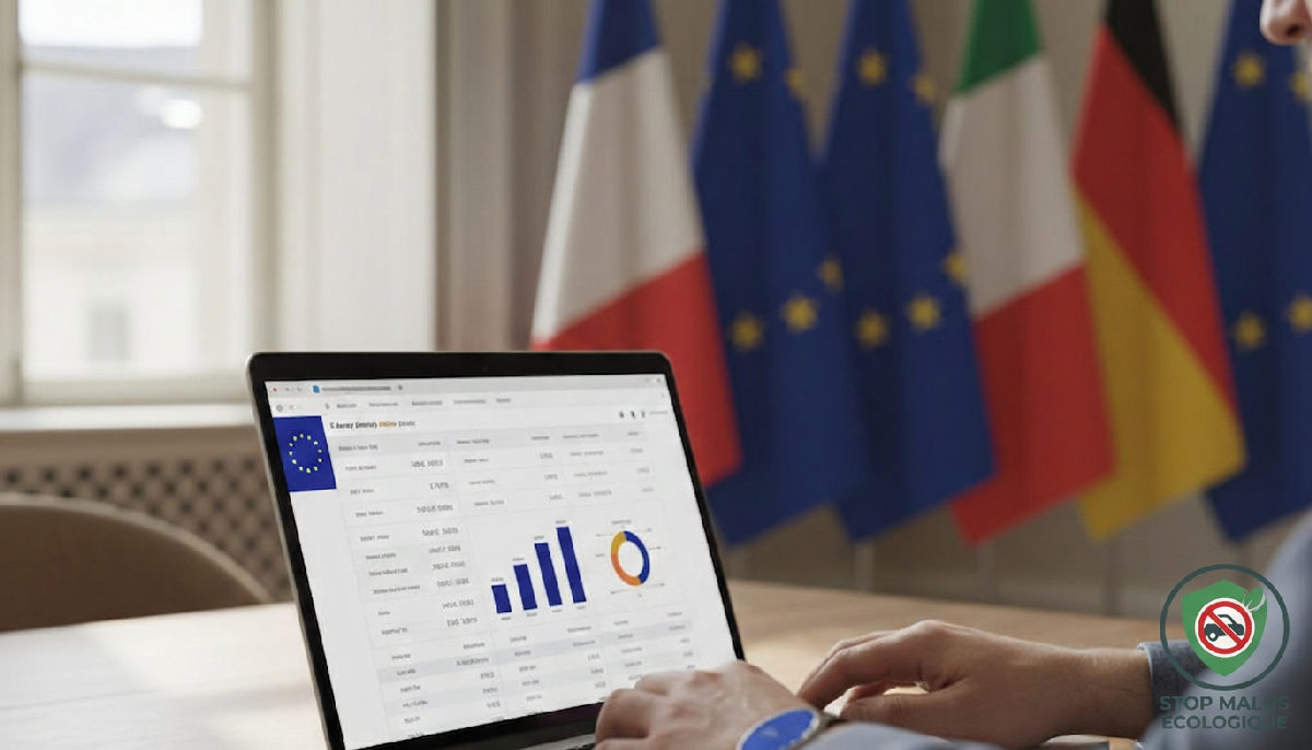 Achat voiture UE : comment gérer la TVA pour éviter le malus Comparison des prix de voitures UE sur un ordinateur portable.