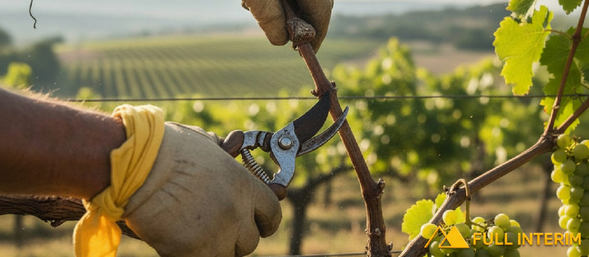 Mains expertes taillant une vigne, focus sur la qualité.