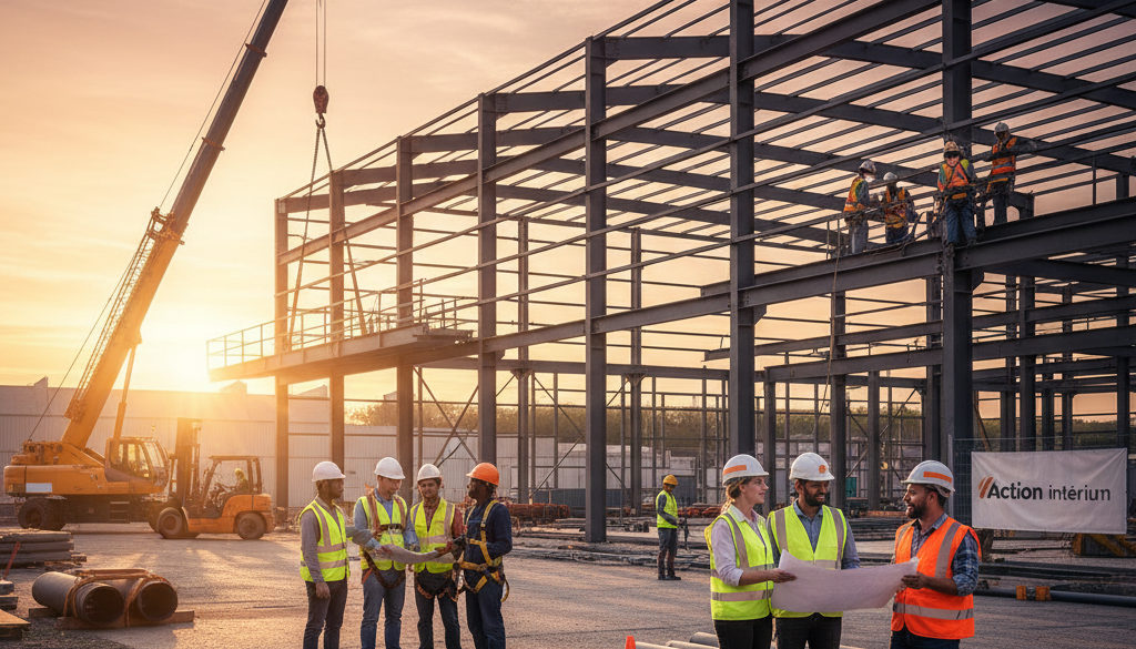 Équipes diversifiées collaborant sur un chantier, illustrant les bénéfices du détachement.