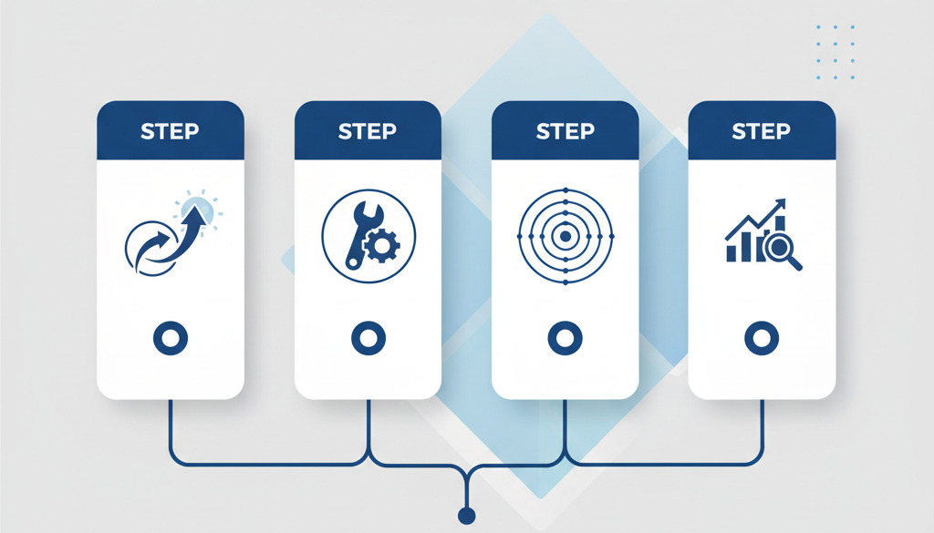 Four steps for implementing AI content: Goals, Tool, Start, Measure.