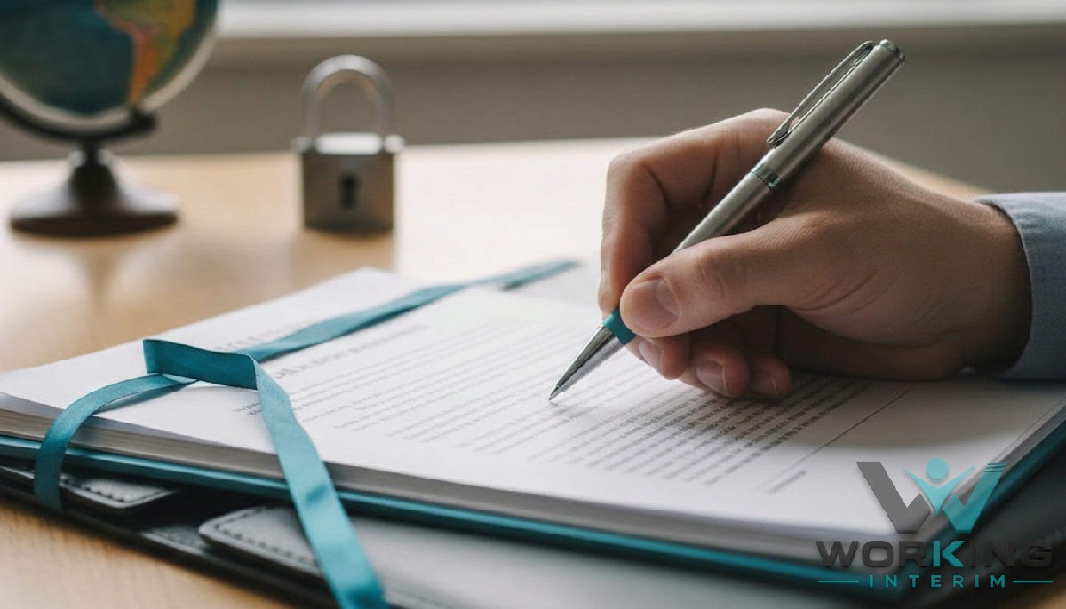 Signature d'un contrat international de recrutement, sécurisé et conforme.