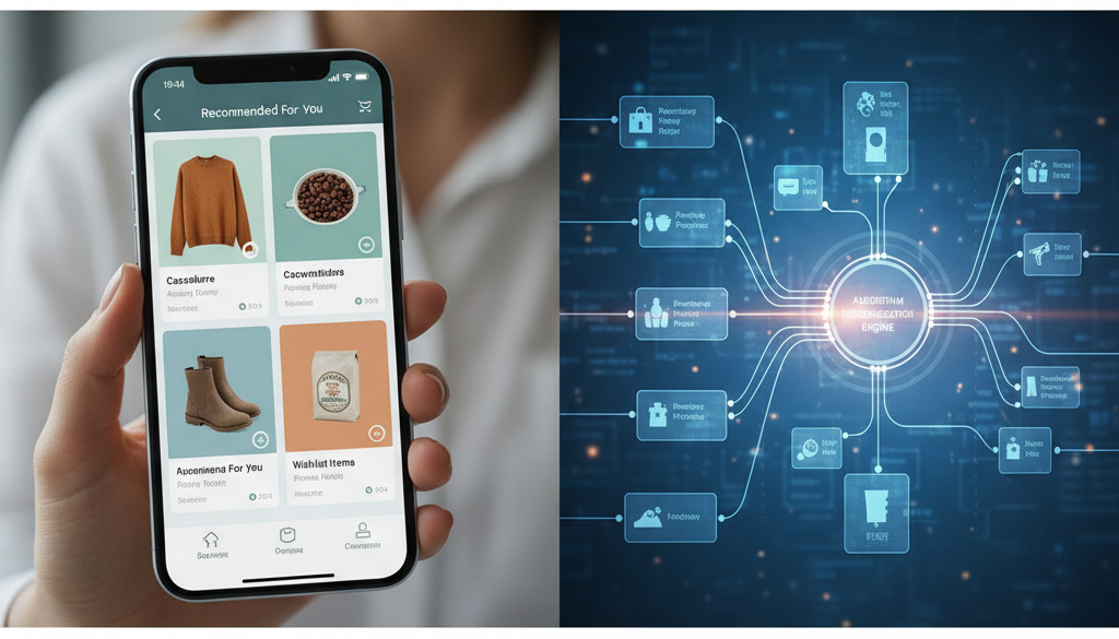 Personalized shopping app and AI processing customer data.