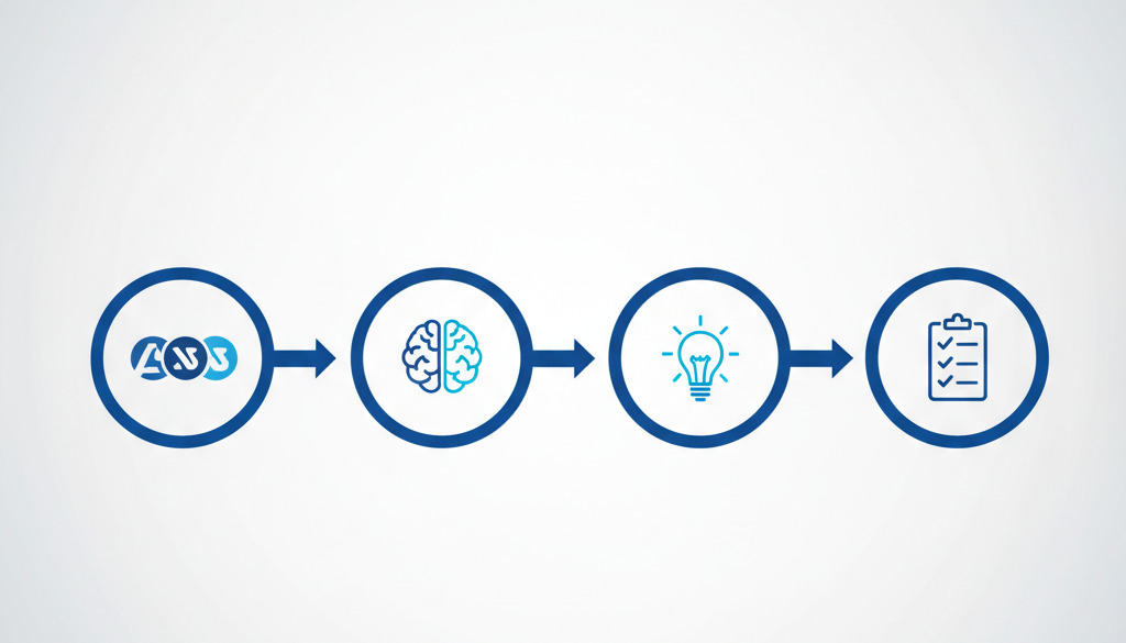 Infographic flowchart of AI SEO analysis and strategy.