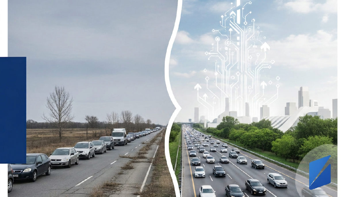 Graphic compares stagnant traffic to steep growth with automated publishing.