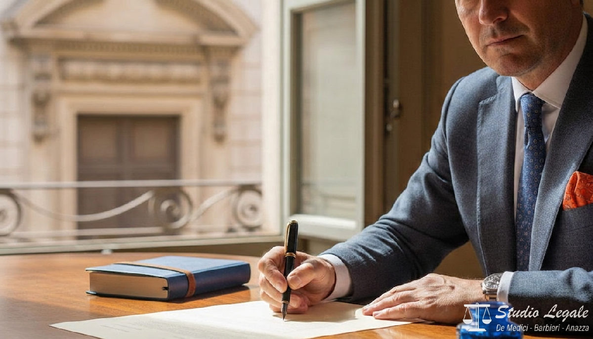 Firma di un testamento o documento legale a Roma.