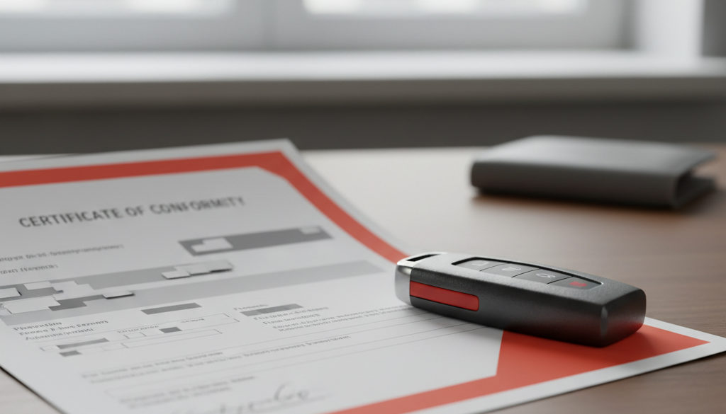 Certificat de conformité et clé : les documents pour un malus réduit.