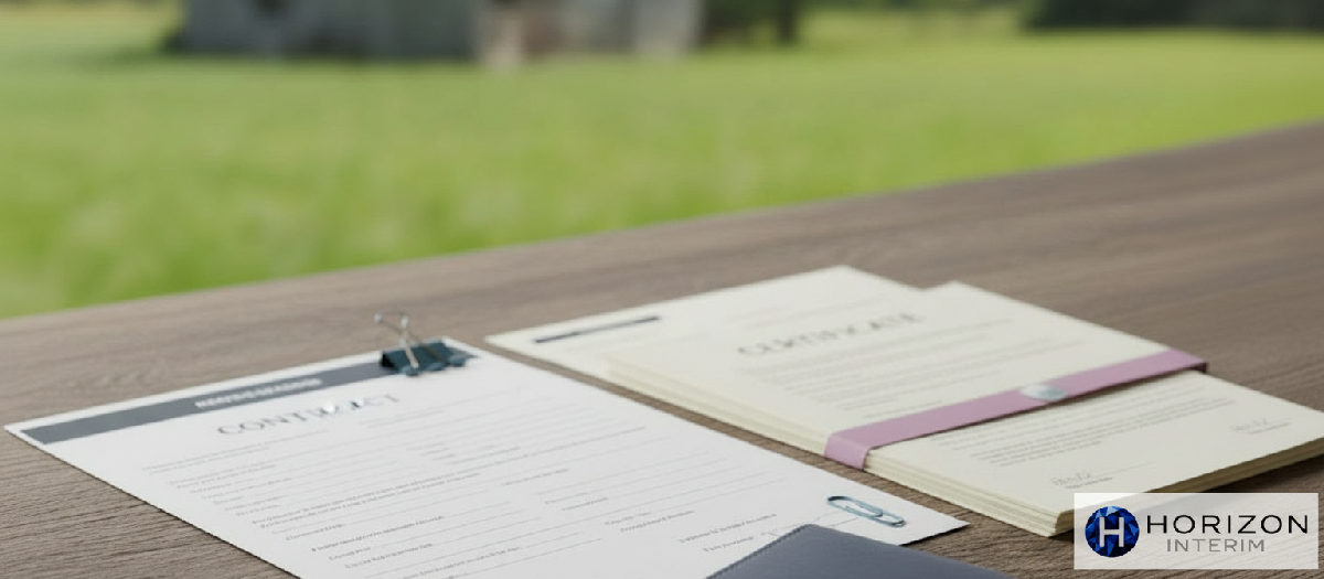 Documents officiels et contrat de travail pour le recrutement agricole.