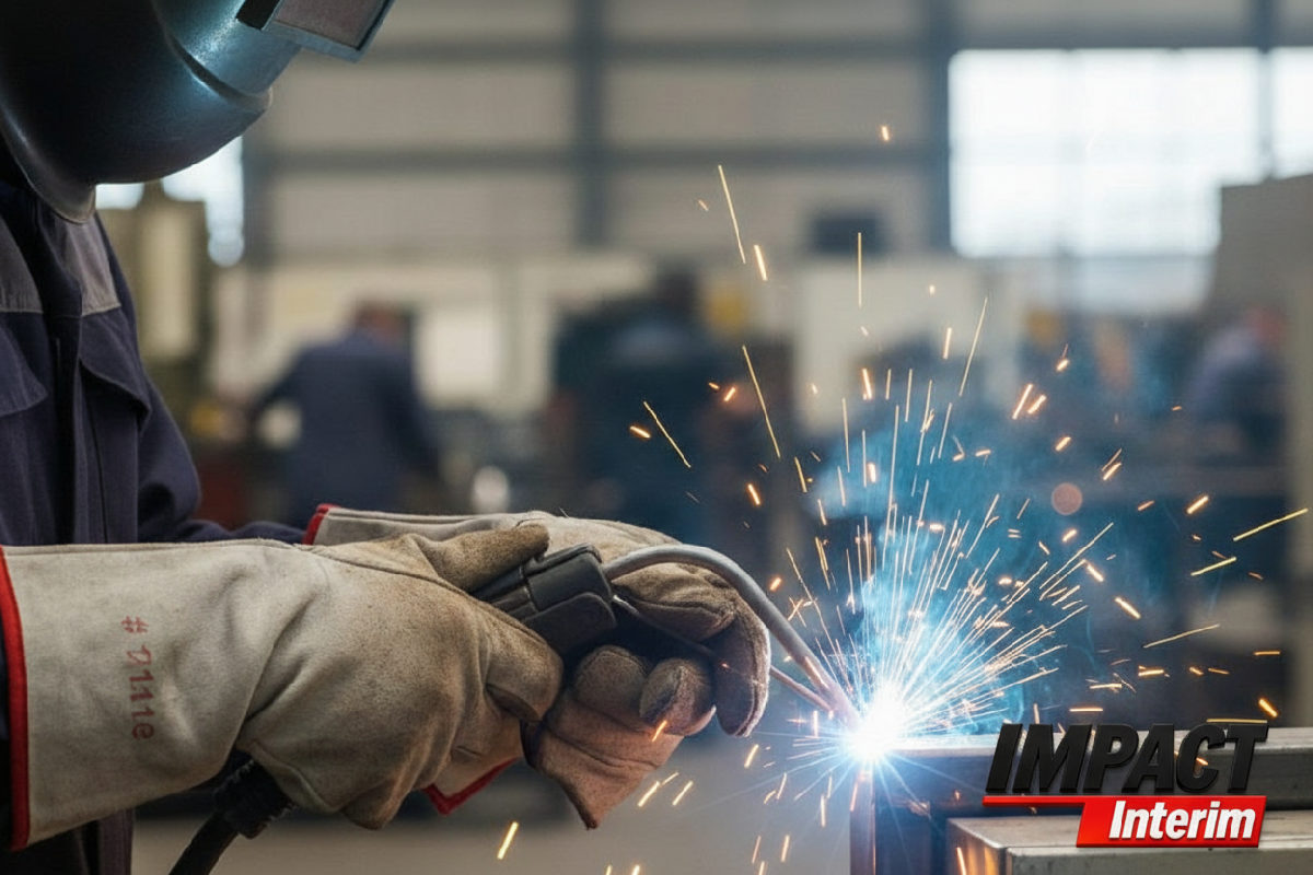 Mains d'un soudeur roumain qualifié travaillant en usine.