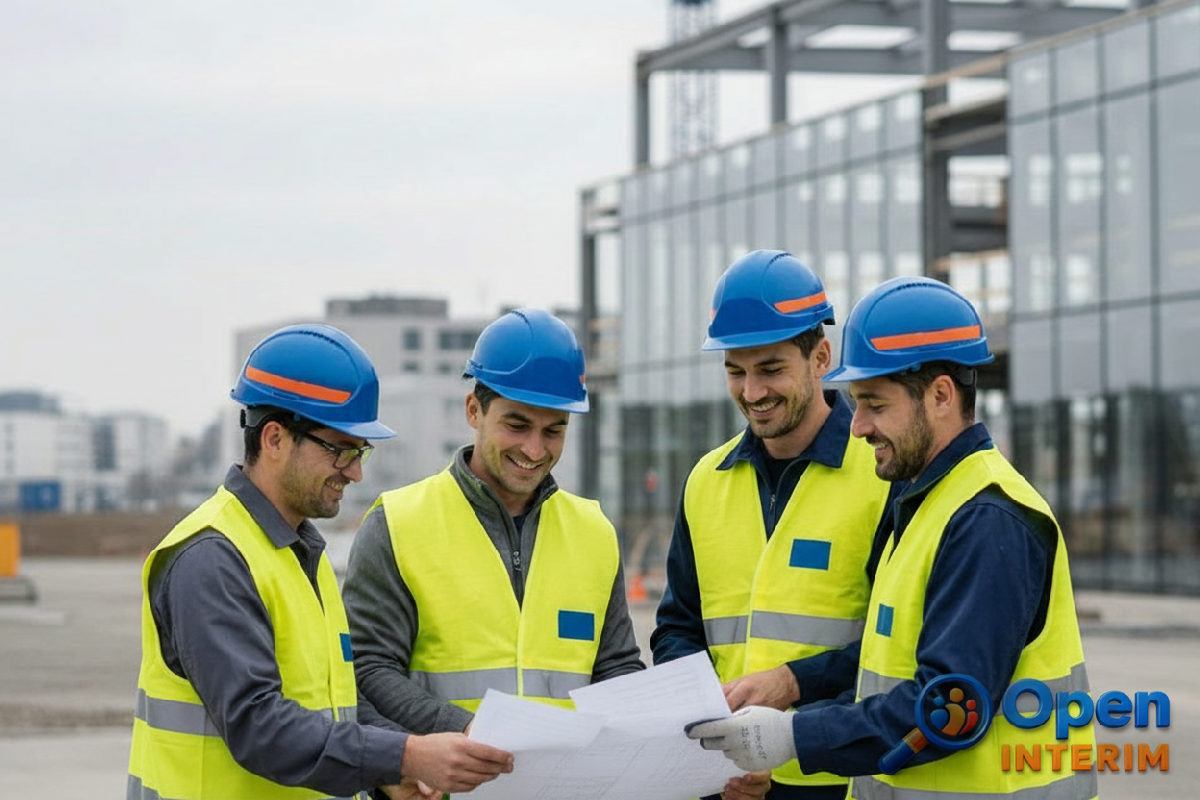 Ouvriers roumains qualifiés sur un site industriel.