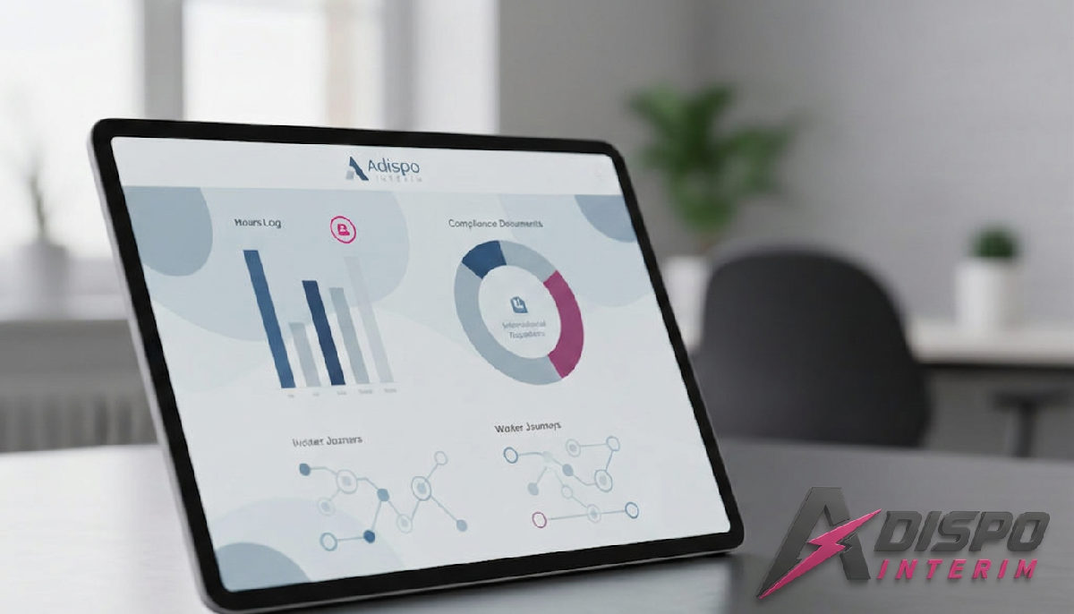 Interface numérique de suivi des heures et de conformité pour travailleurs internationaux.