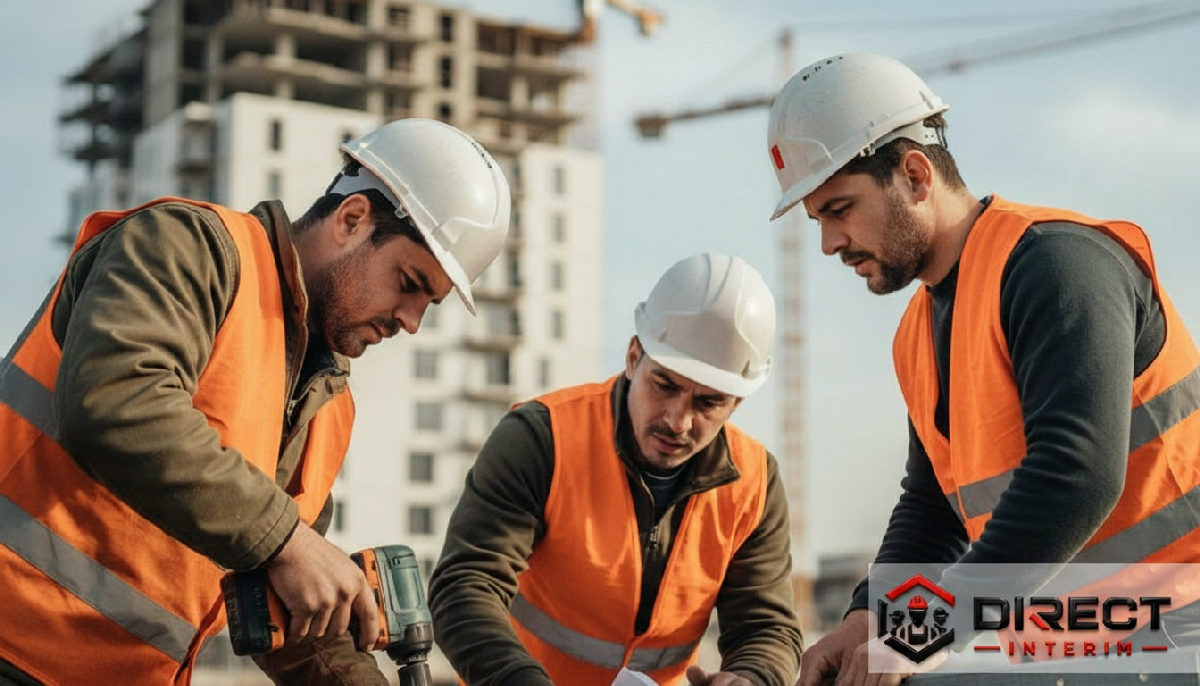 choisir Direct Intérim pour intérim roumain - Ouvriers qualifiés sur un chantier en France.