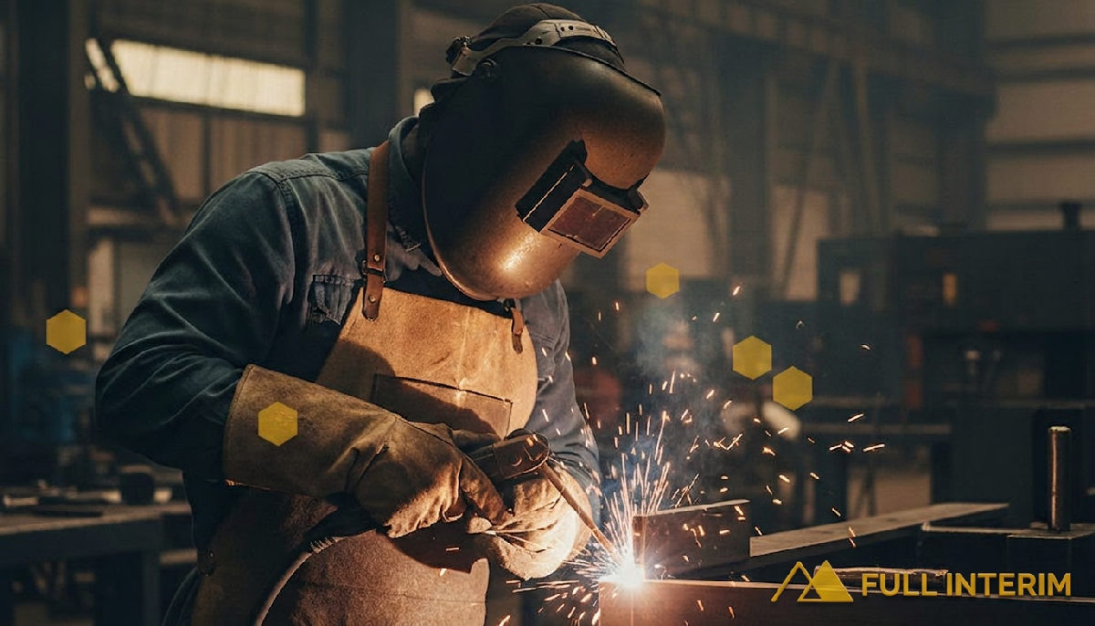 Gros plan sur un soudeur industriel concentré sur son travail.