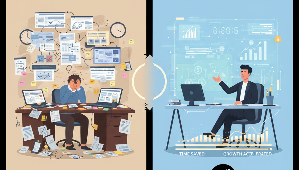Traditional vs. AI-powered SEO workflow comparison: time saved, growth achieved.