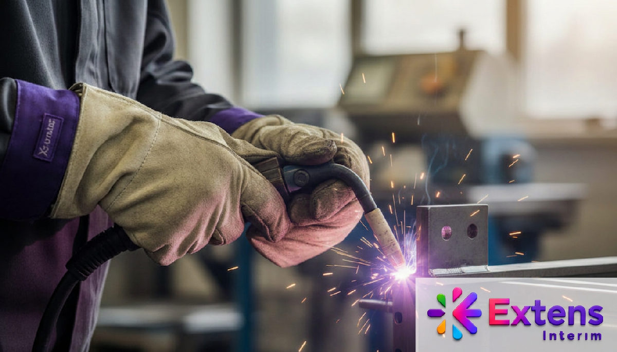 Mains de soudeur travaillant avec précision sur du métal.