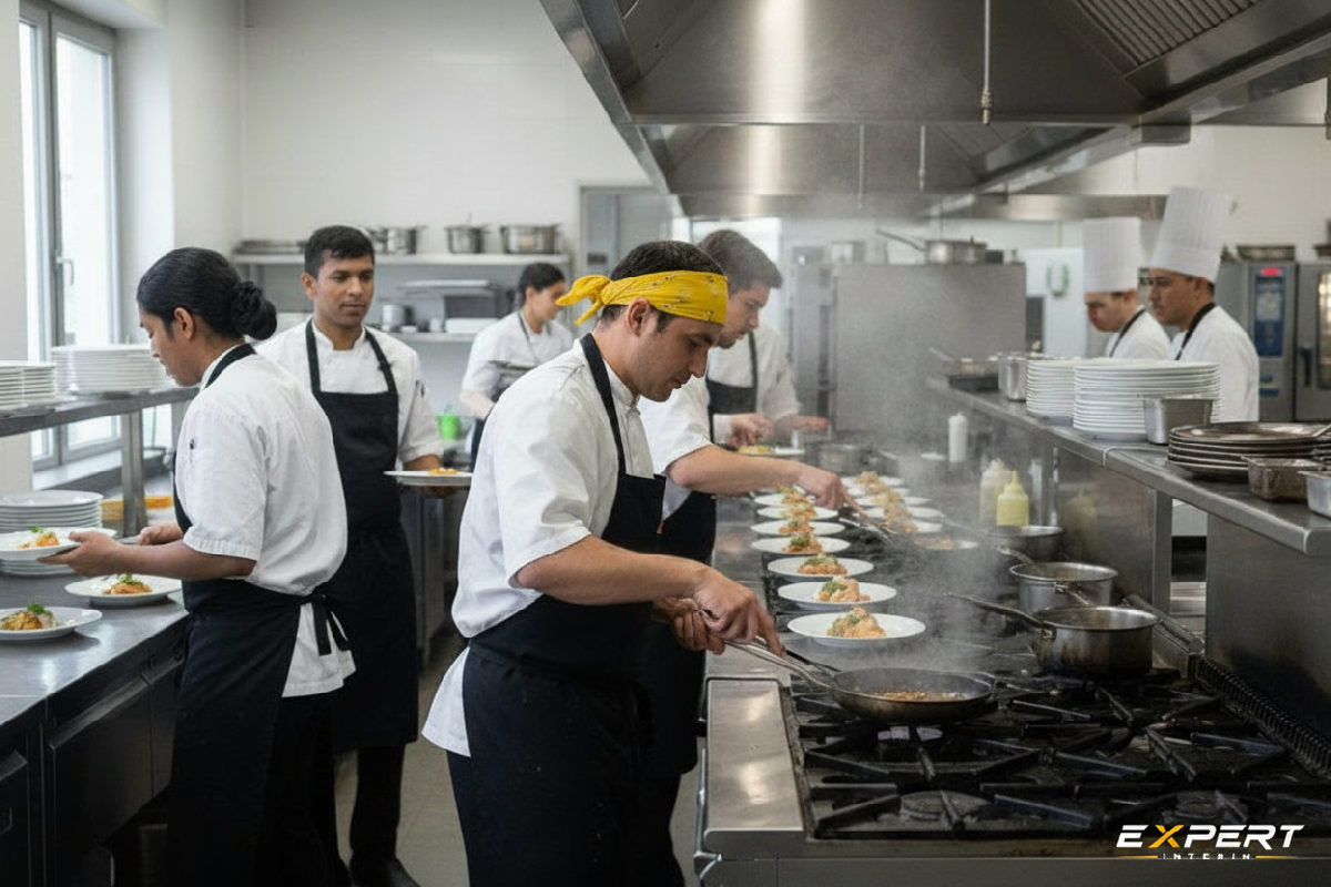 Personnel de restaurant en pleine action pour la rentrée.