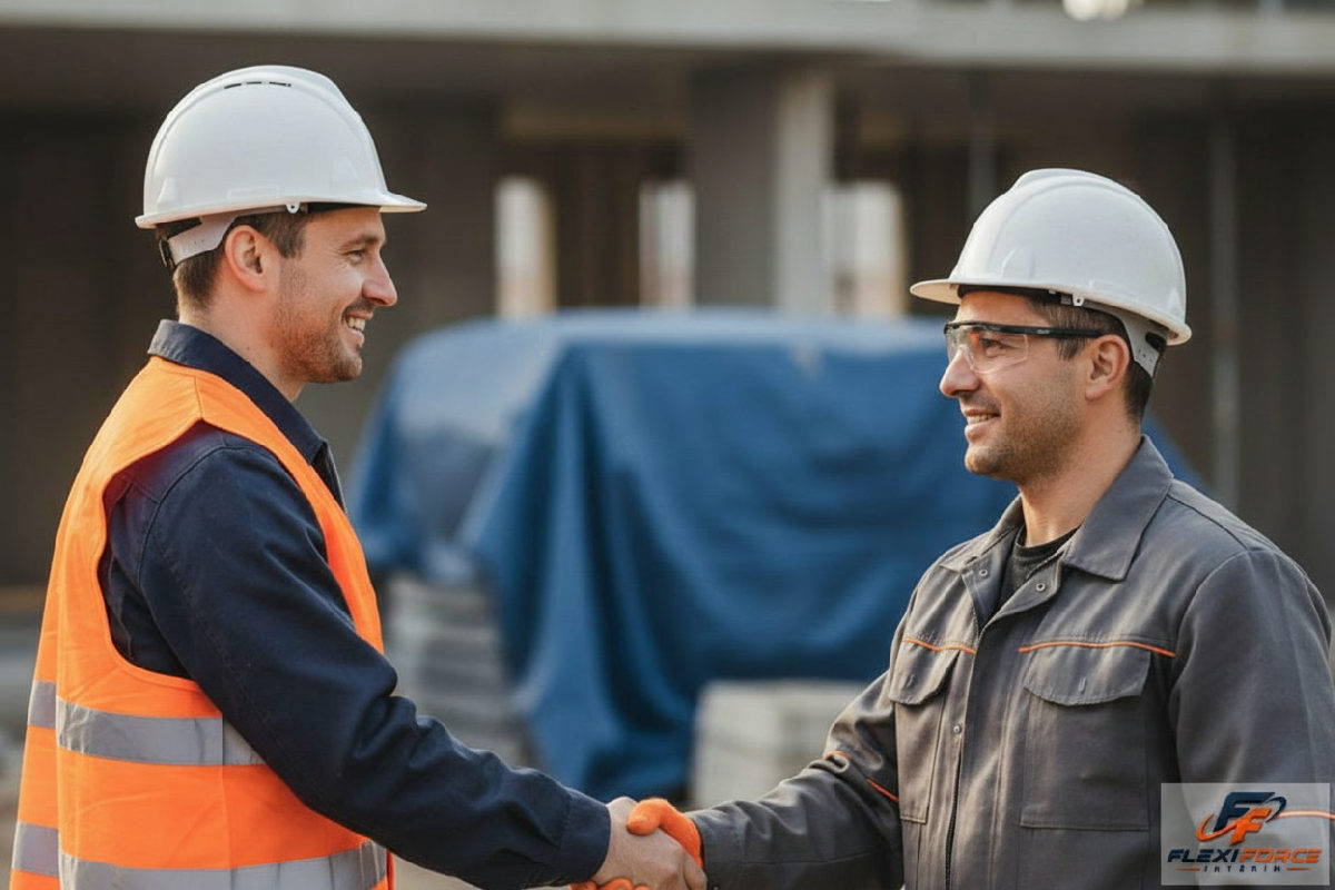Partenariat réussi entre un chef de chantier et un ouvrier roumain.