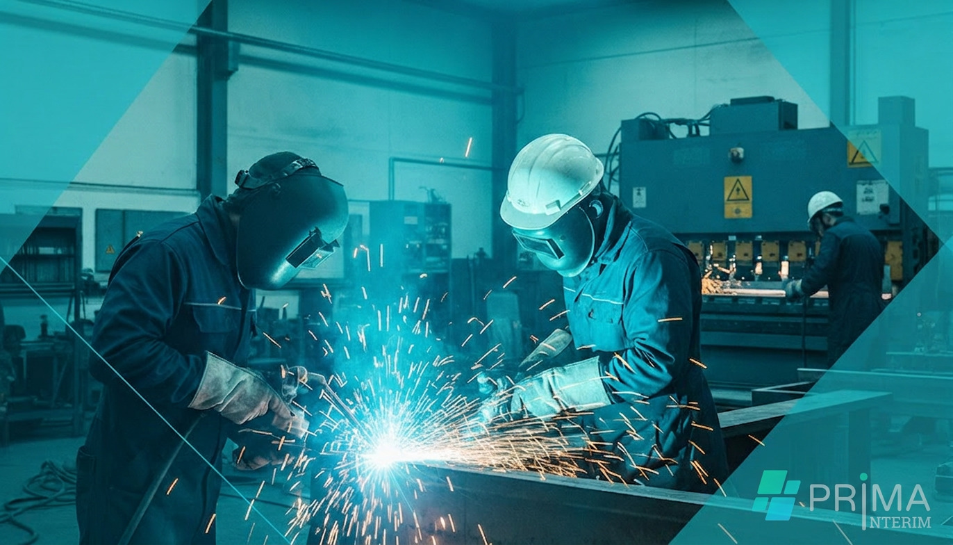 Ouvriers spécialisés en soudure et métaux dans un atelier.