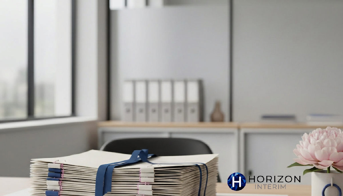 Bureau RH moderne avec des contrats de secondement conformes.