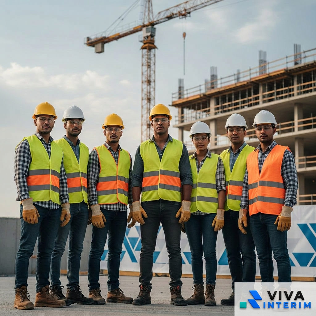 Ouvriers du bâtiment en tenue de sécurité, symbolisant la protection au travail.
