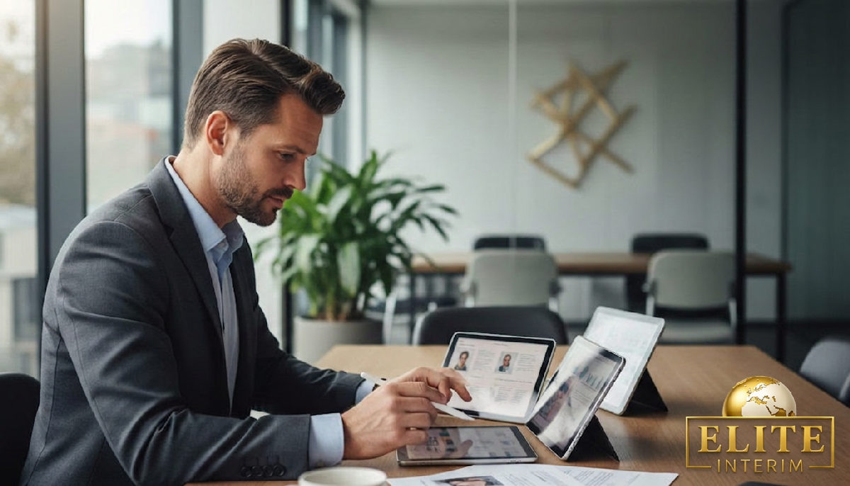 Un gestionnaire examine des profils d'experts en RH.
