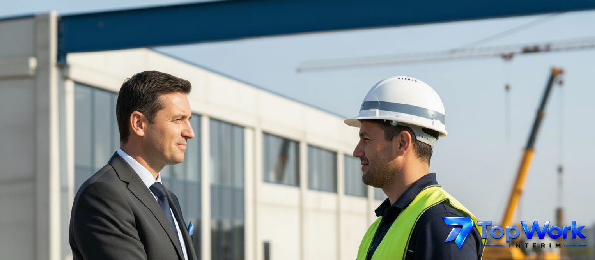 Manager français et manager roumain scellant leur collaboration.