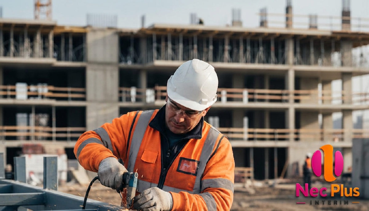 salarié roumain détaché - Un ouvrier roumain soude une structure métallique sur un chantier français.