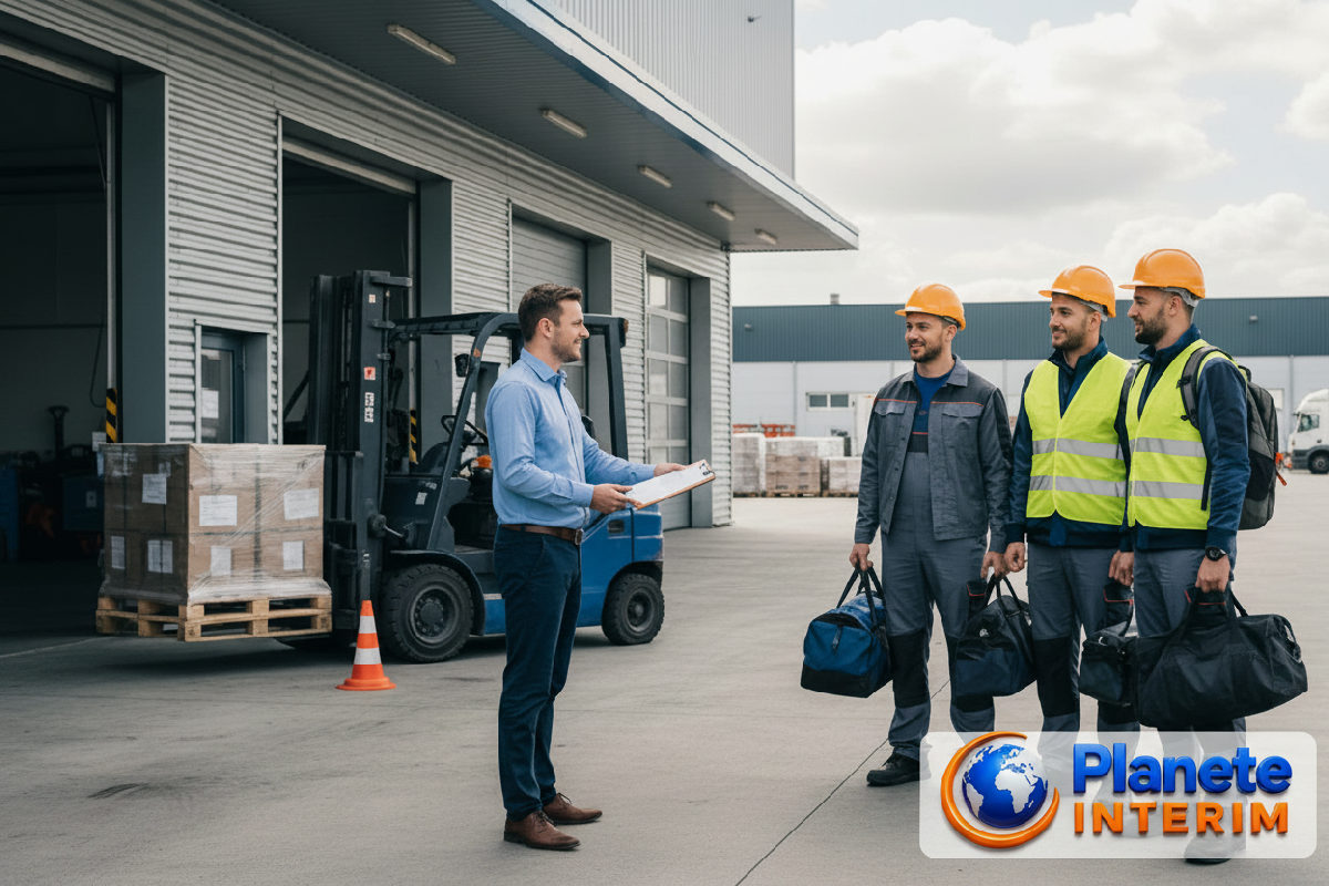 Accueil de travailleurs roumains par Planet Interim, support logistique.