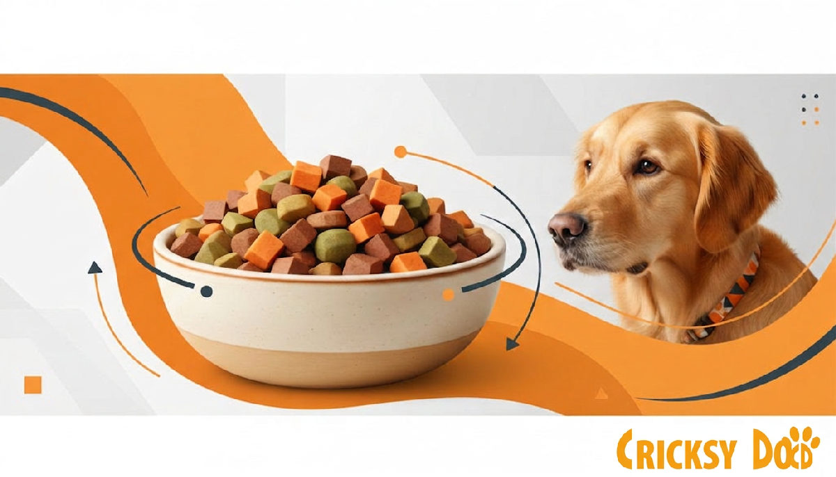 Cane felice che mangia cibo ipoallergenico.