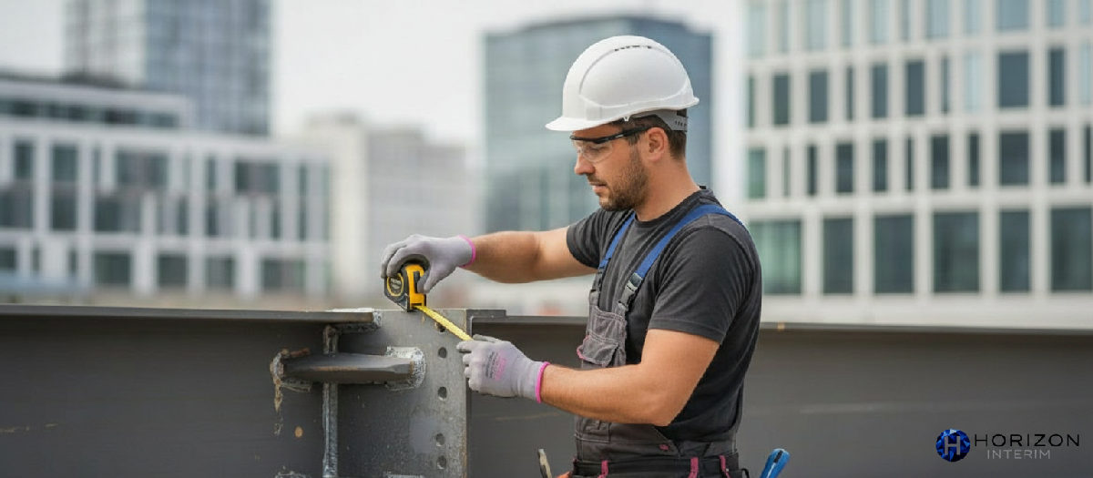quelle assurance pour travailleur roumain en France - Ouvrier roumain sur un chantier de construction moderne en France.