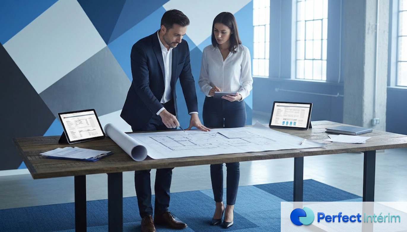 Responsables RH examinant des documents de recrutement dans un bureau.
